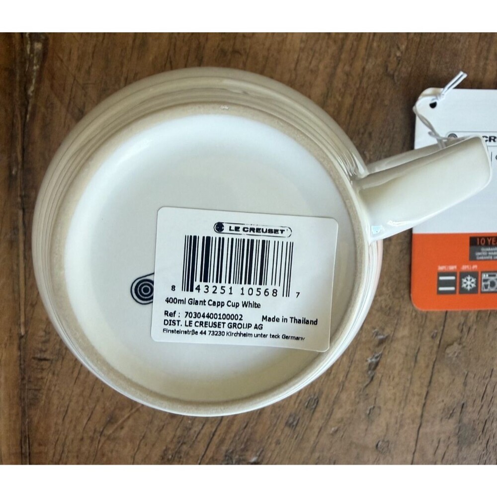 Le Creuset Stoneware Giant Cappuccino Bistro Mug 14 oz White NEW - Picture 8 of 8